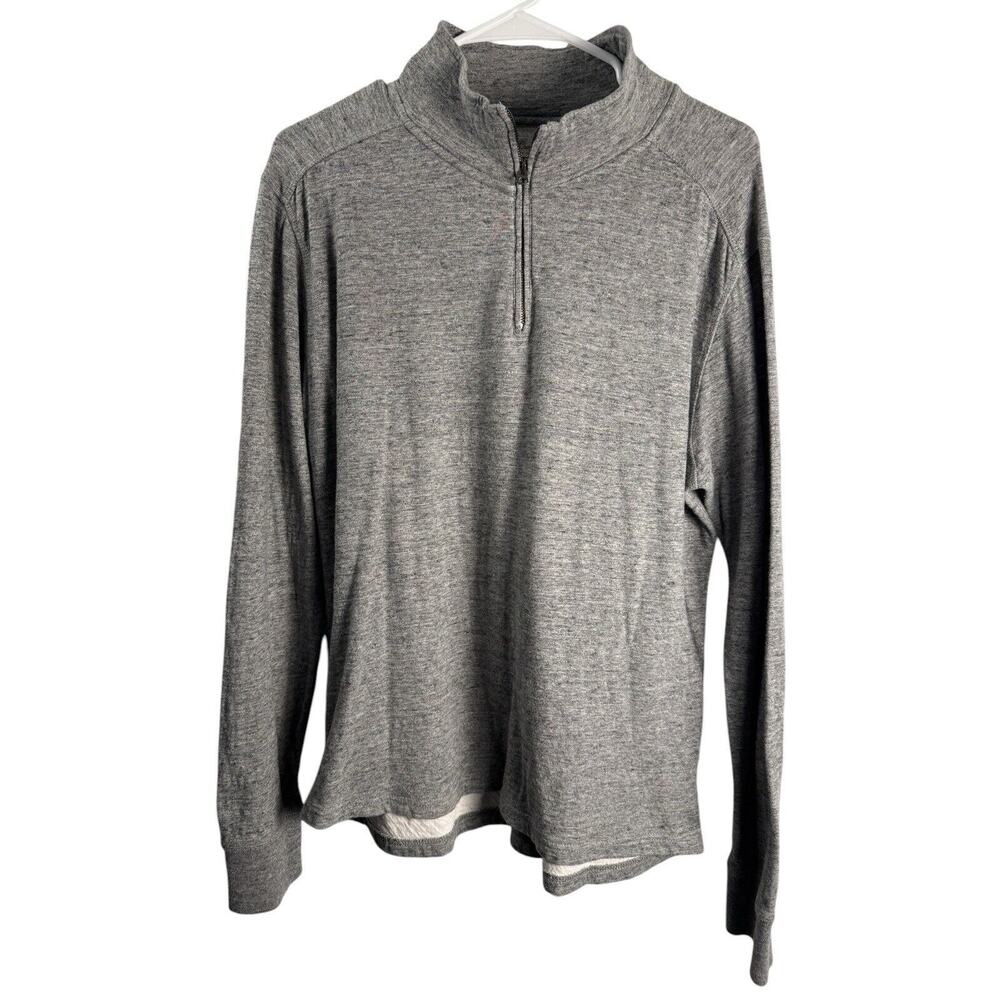 J Crew pullover Sweater 1/4 zip Men‎ M Knit Goods Gray Long Sleeve Casual EUC
